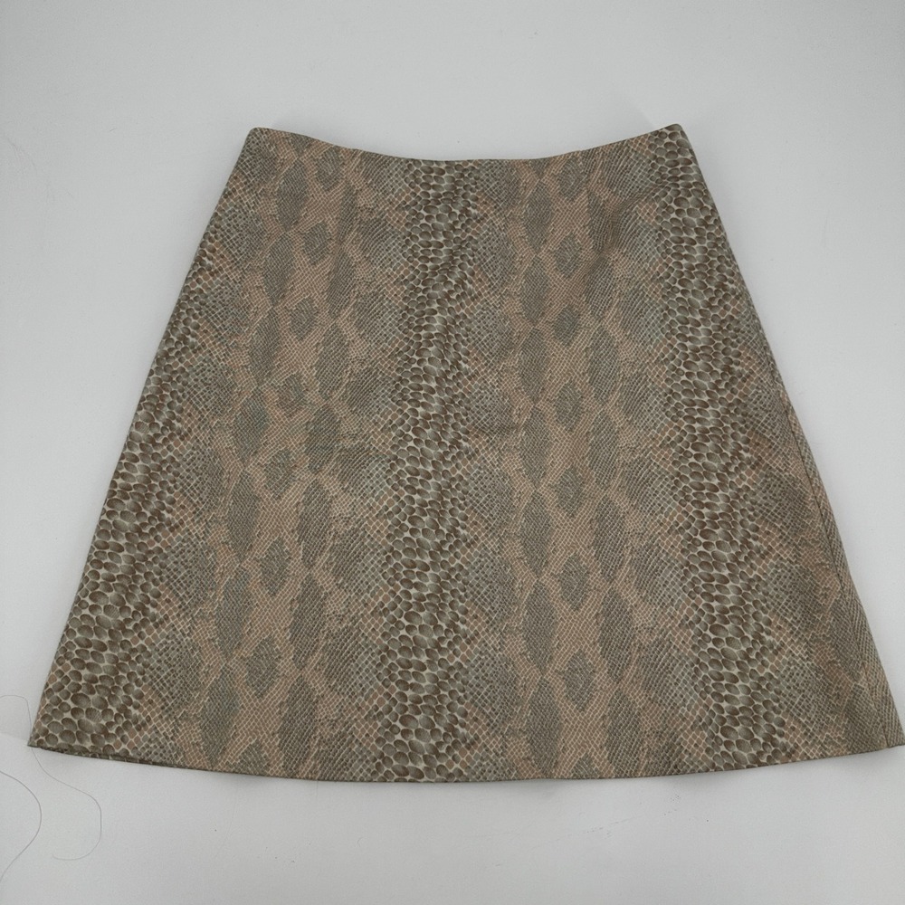 Cache Snake Print A Line Skirt‎ Size 2 Neutral Brown Tan Zipper Back